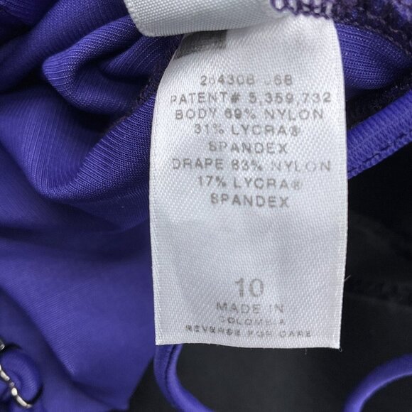 Magicsuit Swimsuit‎ Women 10 Purple Ruched Drape Padded Nylon Spandex 1pc VTG - Picture 9 of 10